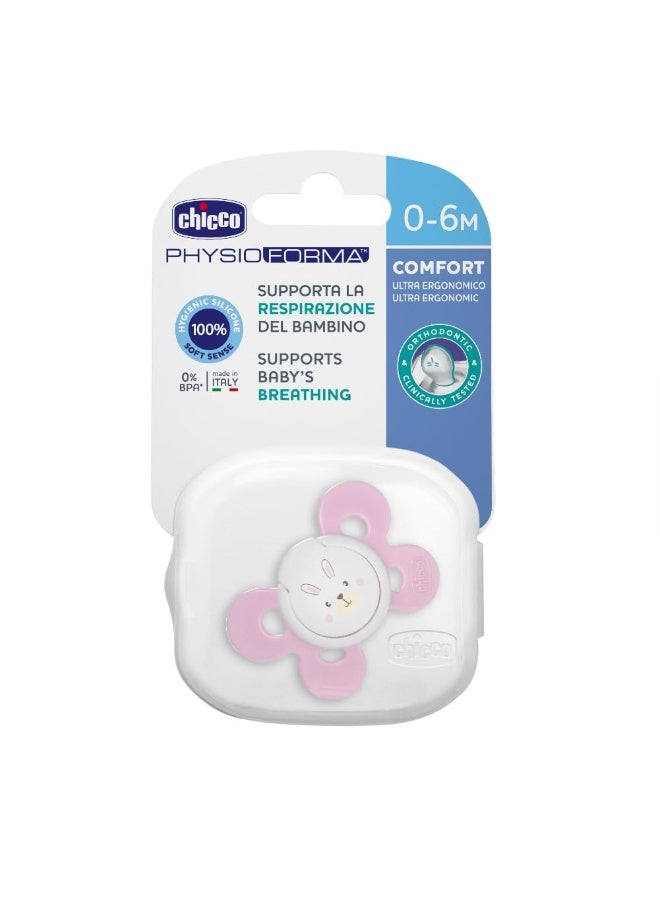 Chicco Physio Comfort Baby Soother with Unique Shape to Support Psychological Breathing, Teether & Pacifier for Newborns, BPA Free, 0-6m (Pink) - Image 4